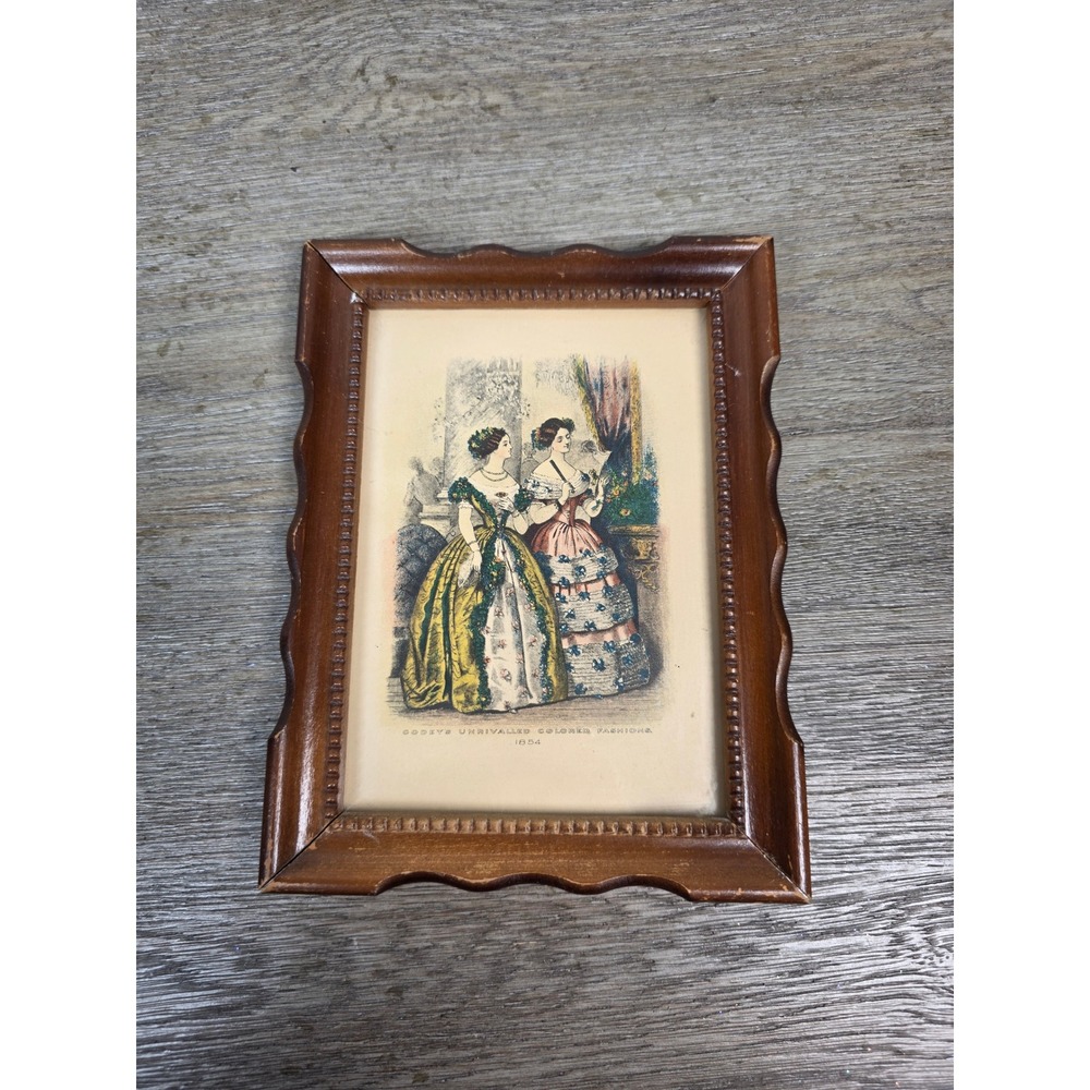 Vintage Framed Fashion Print Godey's Lady's Book Victorian Women 1854
